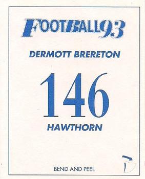 1993 Select AFL Stickers #146 Dermott Brereton Back